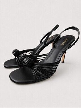LARROUDE | Valerie Knotted Leather Slingback Heels Black – Size 11 NWOT